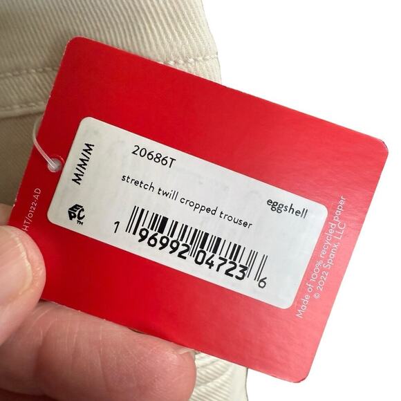 SPANX Stretch Twill Cropped Trouser Eggshell M Tall Slimming Women's Pants NWT - Picture 3 of 9